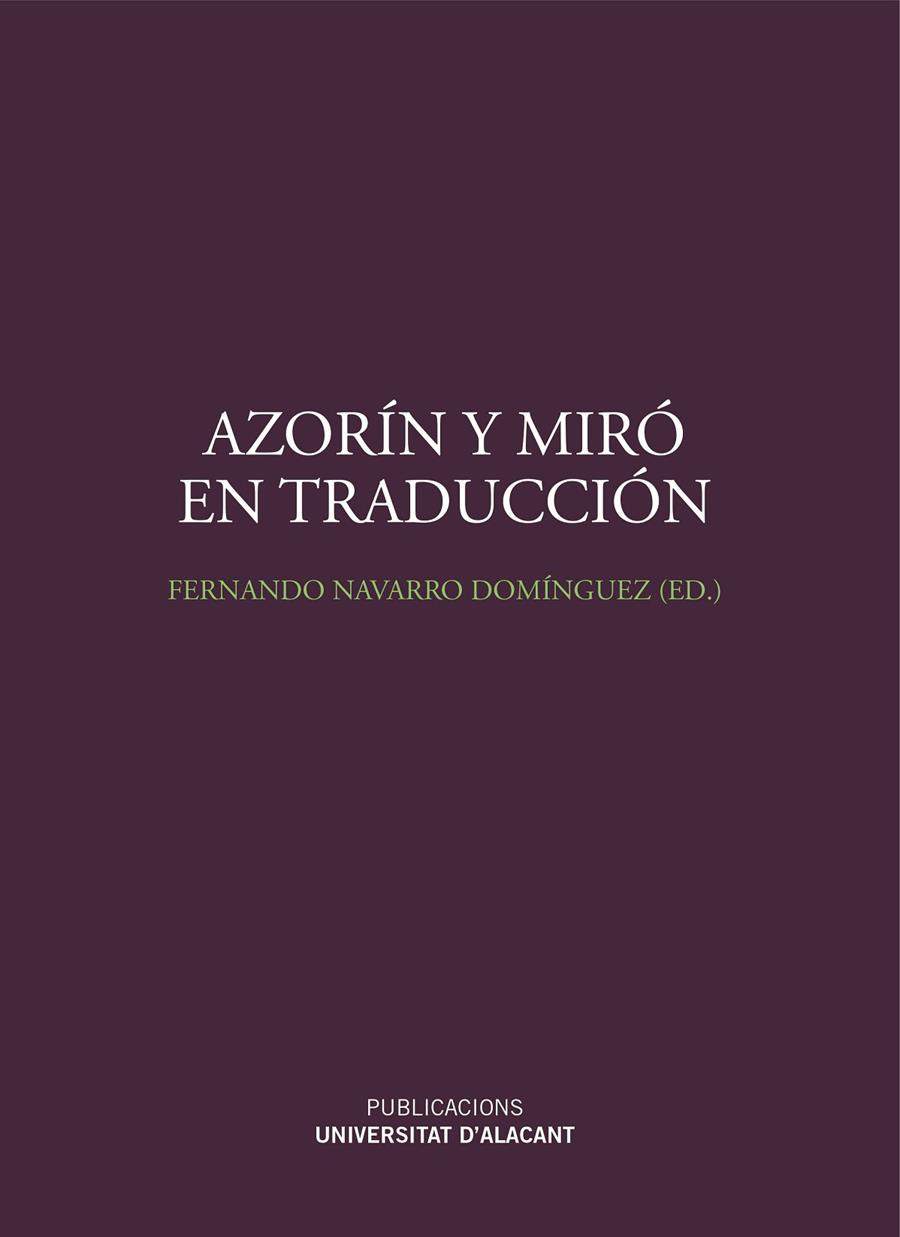 AZORÍN Y MIRÓ EN TRADUCCIÓN | 9788497174107 | NAVARRO DOMINGUEZ, FERNANDO