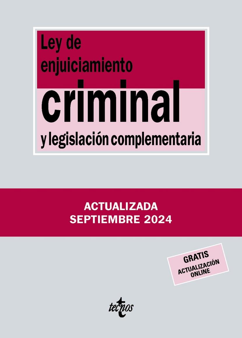 LEY DE ENJUICIAMIENTO CRIMINAL Y LEGISLACIÓN COMPLEMENTARIA | 9788430990986 | EDITORIAL TECNOS