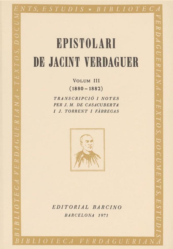 EPISTOLARI VERDAGUER III | 9788472260924 | VERDAGUER, JACINT