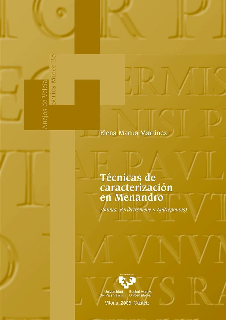 TÉCNICAS DE CARACTERIZACIÓN EN MENANDRO (SAMIA, PERIKEIROMENE Y EPITREPONTES) | 9788498601978 | MACUA MARTÍNEZ, ELENA
