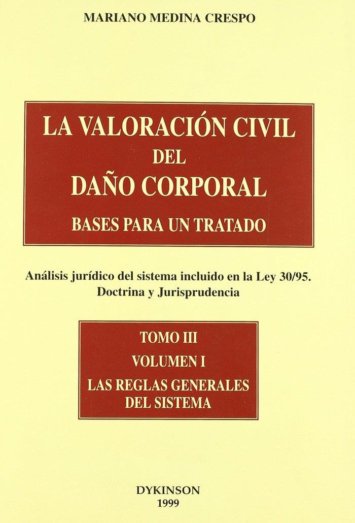 VALORACIÓN CIVIL DEL DAÑO CORPORAL, LA. BASES PARA UN TRATADO. (ANÁLISIS JURÍDICO DEL SISTEMA INCLUIDO EN LA LEY 30/95. DOCTRINA Y JURISPRUDENCIA). TO | 9788481555448 | MEDINA CRESPO, M.