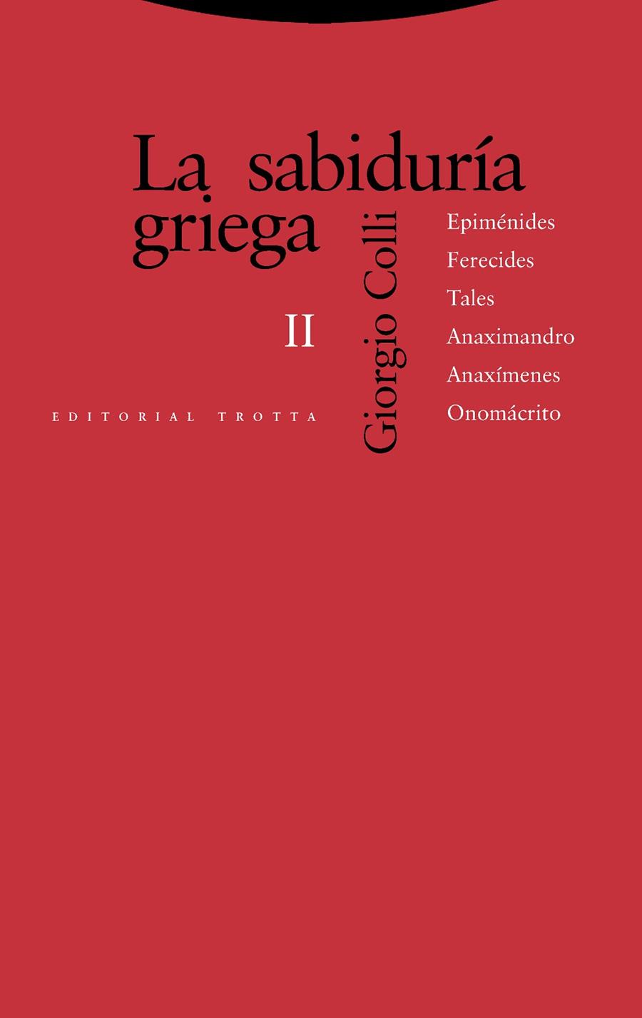SABIDURÍA GRIEGA II, LA | 9788498798449 | COLLI, GIORGIO