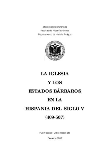 IGLESIA Y LOS ESTADOS BARBAROS EN LA HISPANIA DEL SIGLO V (409-507) (CD) | 9788433830517 | UBRIC RABANEDA, PURIFICACIÓN