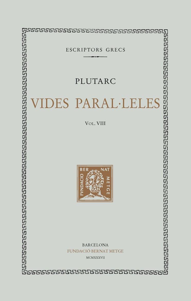 VIDES PARAL·LELES VIII | 9788472259423 | PLUTARC