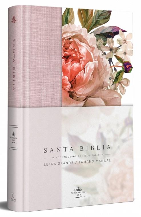 BIBLIA REINA VALERA 1960 LETRA GRANDE. TAPA DURA, TELA ROSADA CON FLORES, TAMAÑO MANUAL | 9781644733875 | REINA VALERA REVISADA 1909