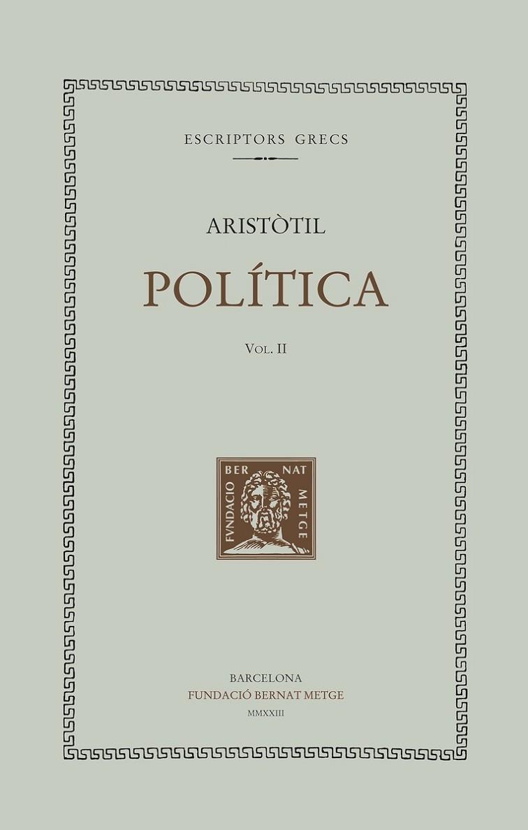 POLÍTICA - VOL II | 9788498594096 | ARISTOTIL
