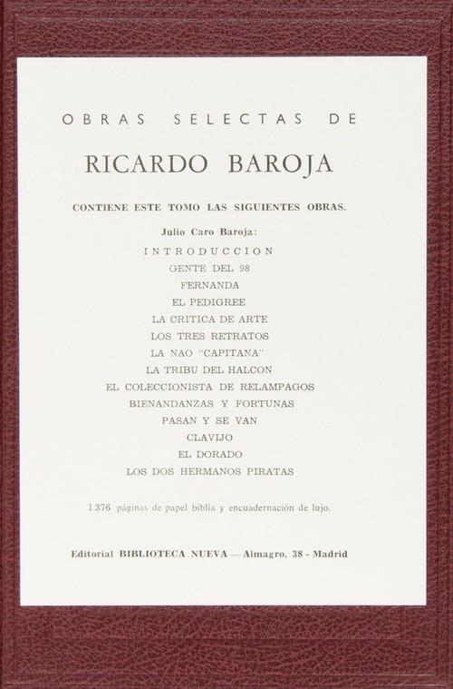 OBRAS SELECTAS DE BAROJA | 9788470300158 | BAROJA, RICARDO