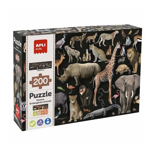 PUZLE ANIMALES AMENAZADOS SABANA 200 PIEZAS | 8410782196976