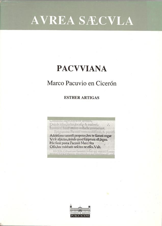 PACUUIANA - MARCO PACUVIO EN CICERÓN | 9788478751969 | ARTIGAS ÁLVAREZ, ESTHER