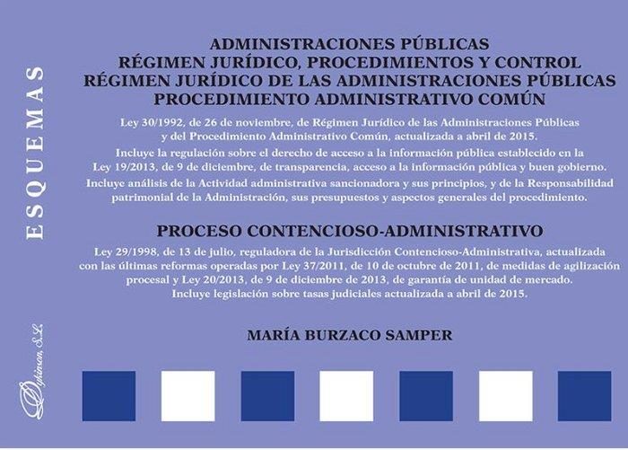 ADMINISTRACIONES PÚBLICAS. RÉGIMEN JURÍDICO, PROCEDIMIENTOS Y CONTROL. RÉGIMEN JURÍDICO DE LAS ADMINISTRACIONES PÚBLICAS. ESQUEMAS. | 9788490853665 | BURZACO SAMPER, MARÍA