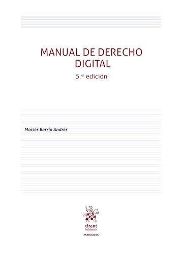 MANUAL DE DERECHO DIGITAL (5º EDICIÓN) | 9791370593933 | BARRIO ANDRES, MOISES