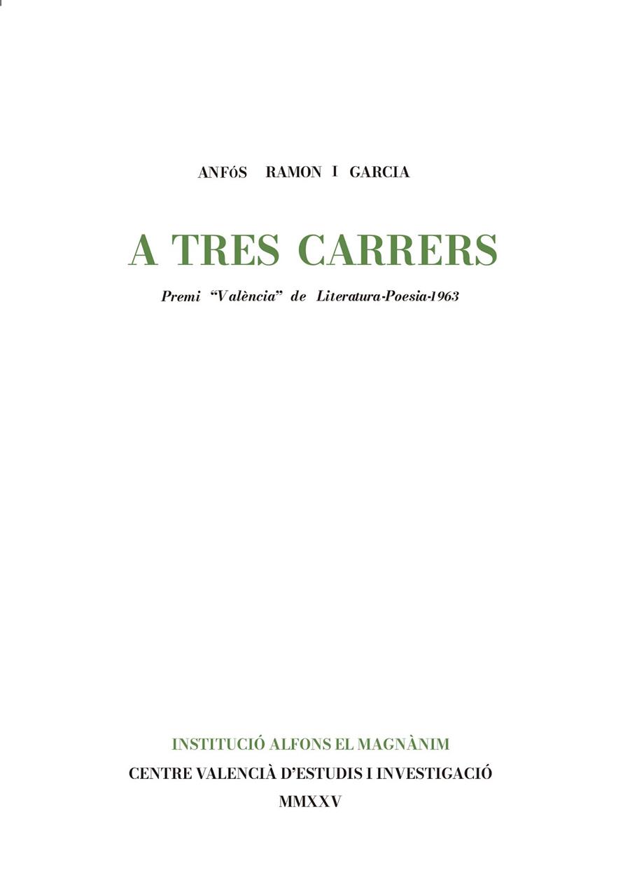 A TRES CARRERS | 9788411560924 | RAMON I GARCIA, ANFÓS