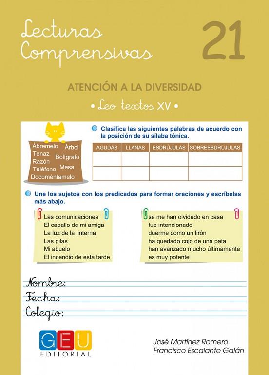 LECTURAS COMPRENSIVAS 21 | 9788415953616 | MARTÍNEZ ROMERO, JOSÉ
