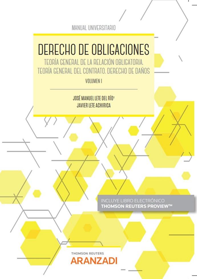 DERECHO DE OBLIGACIONES VOLUMEN I | 9788411250665 | LETE ACHIRICA, JAVIER