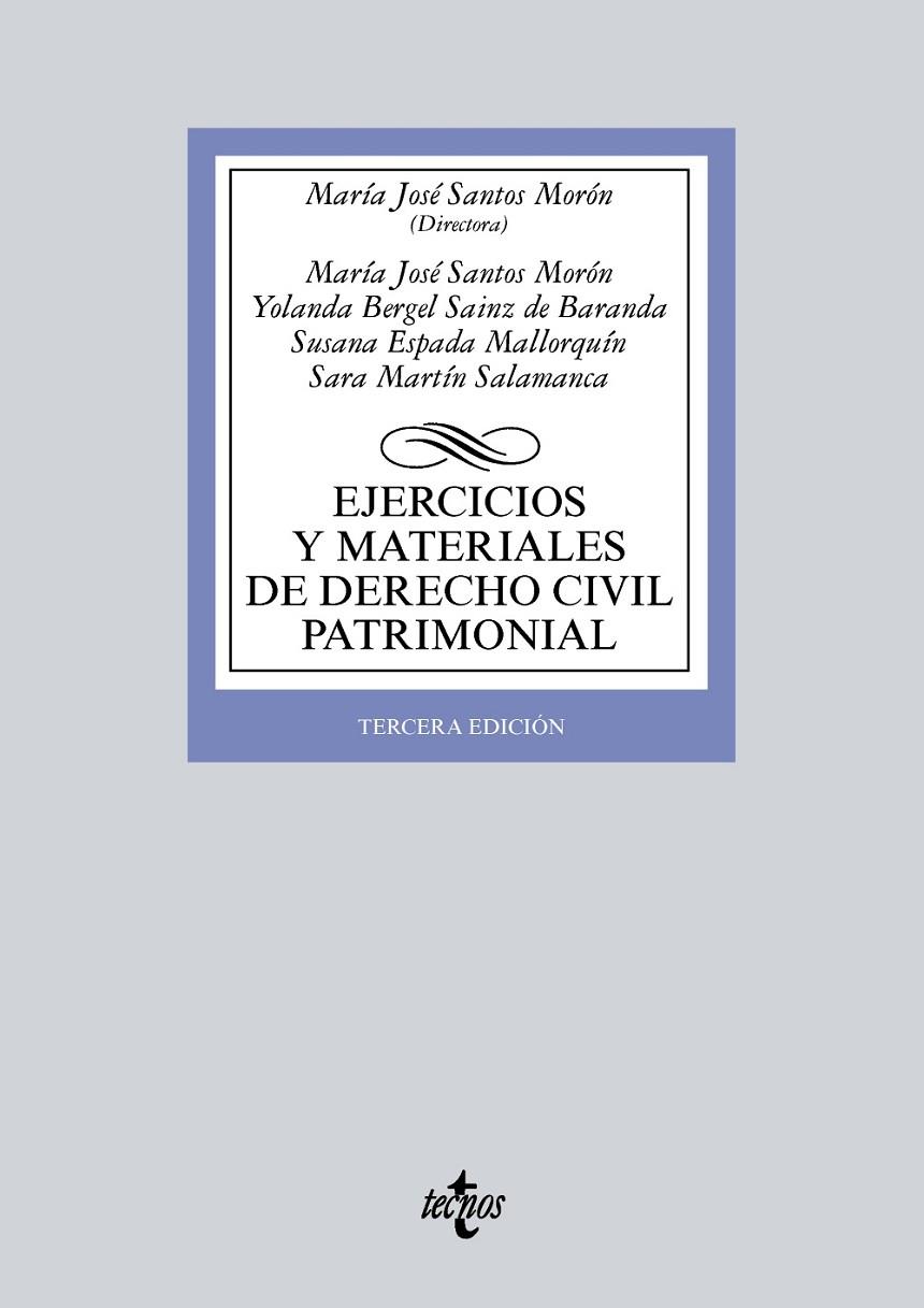 EJERCICIOS Y MATERIALES DE DERECHO CIVIL PATRIMONIAL | 9788430972104 | SANTOS MORÓN, MARÍA JOSÉ / BERGEL SAINZ DE BARANDA, YOLANDA / MARTÍN SALAMANCA, SARA