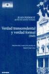 VERDAD TRASCENDENTAL Y VERDAD FORMAL (1643) | 9788431319458 | JUAN DE SANTO TOMÁS