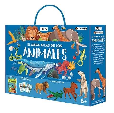 MEGA ATLAS DE LOS ANIMALES (LIBRO + 40 CARTAS + 4 ANIMALES 3D) | 9788410443471