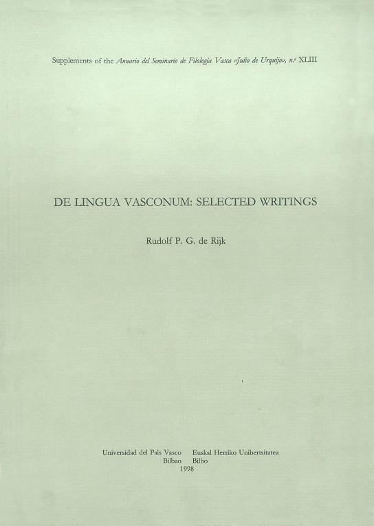 DE LINGUA VASCONUM | 9788483732106 | RIJK, RUDOLF P. G. DE
