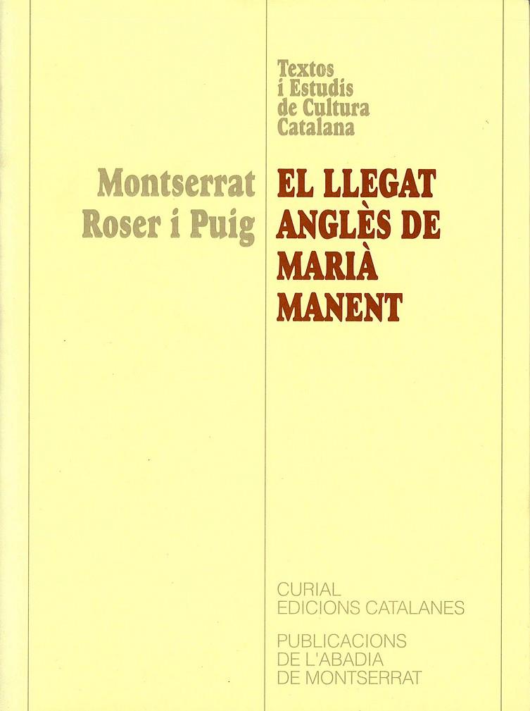 LLEGAT ANGLÈS DE MARIÀ MANENT, EL | 9788478269341 | ROSER I PUIG, MONTSERRAT