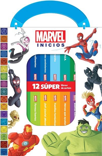 MARVEL INICIOS - MI PRIMERA BIBLIOTECA - 12 LIBROS DE CARTÓN | 9798384602866