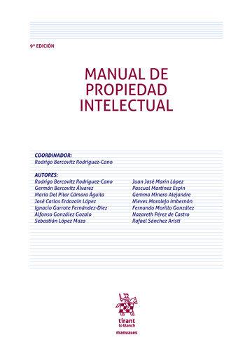 MANUAL DE PROPIEDAD INTELECTUAL, 9 EDICIÓN | 9788413360188 | RODRÍGUEZ-CANO, RODRIGO BERCOVITZ