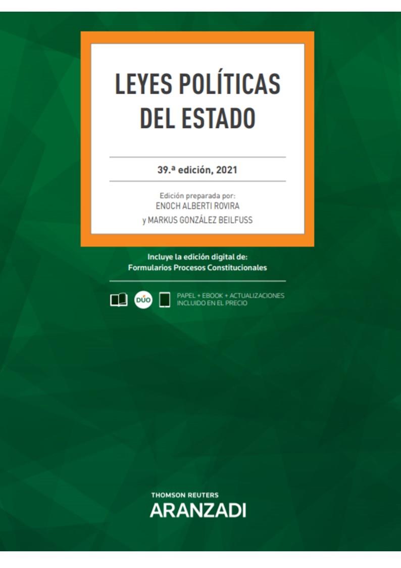 LEYES POLÍTICAS DEL ESTADO (PAPEL + E-BOOK) | 9788413905716 | ALBERTI ROVIRA, ENOCH / GONZÁLEZ BEILFUSS, MARKUS