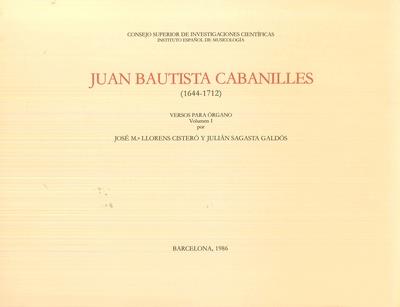 VERSOS PARA ÓRGANO. TOMO I | 9788400063603 | CABANILLES, JUAN BAUTISTA