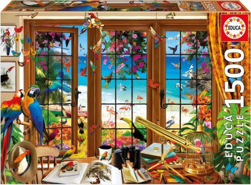 PUZLE 1500 PECES VENTANA OBSERVADOR AVES | 8412668203334