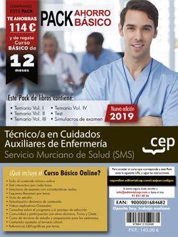 PACK AHORRO BÁSICO. TÉCNICO/A EN CUIDADOS AUXILIARES DE ENFERMERÍA. SERVICIO MURCIANO DE SALUD. SMS (INCLUYE TEMARIO VOL.I, II, III Y IV, TEST Y SIMUL | 9788413102498
