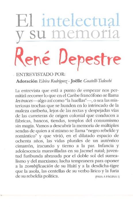 RENE DEPESTRE | 9788433848147 | RODRÍGUEZ, ELVIRA / GUATELLLI-TEDECHI, JOËLLE