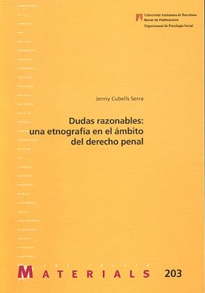 DUDAS RAZONABLES: UNA ETNOGRAFÍA EN EL ÁMBITO DEL DERECHO PENAL | 9788449025655 | CUBELLS SERRA, JENNY