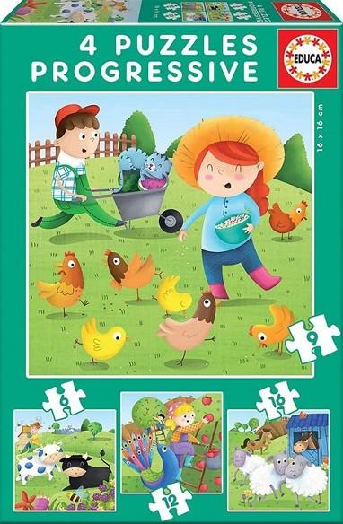 PUZLES PROGRESSIUS ANIMALS GRANJA (6-9-12-16 PECES) | 8412668171459