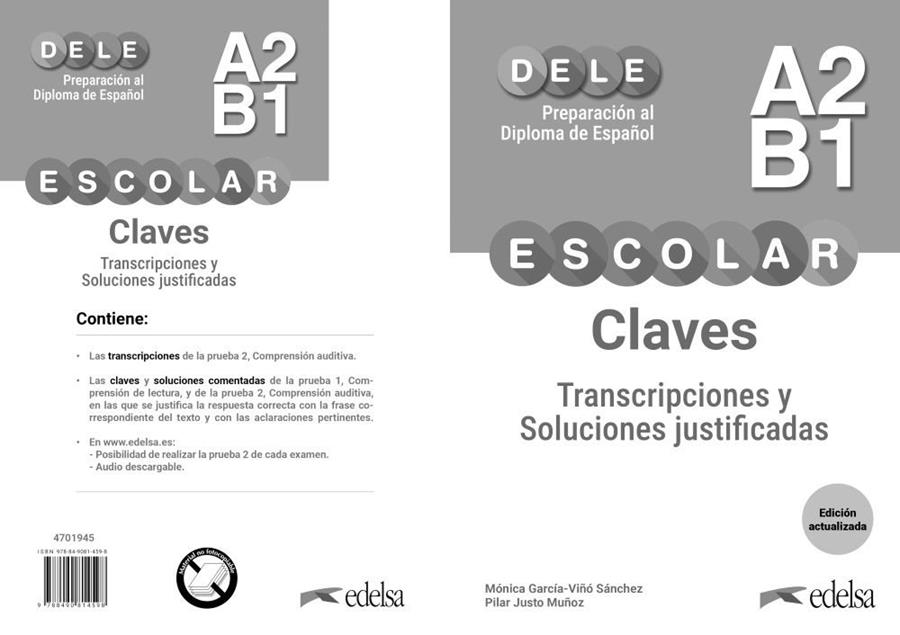 PREPARACIÓN AL DELE ESCOLAR A2/B1 LIBRO DE CLAVES. EDICIÓN ACTUALIZADA | 9788490814598 | JUSTO MUÑOZ, PILAR / GARCIA-VIÑO SANCHEZ, MÓNICA