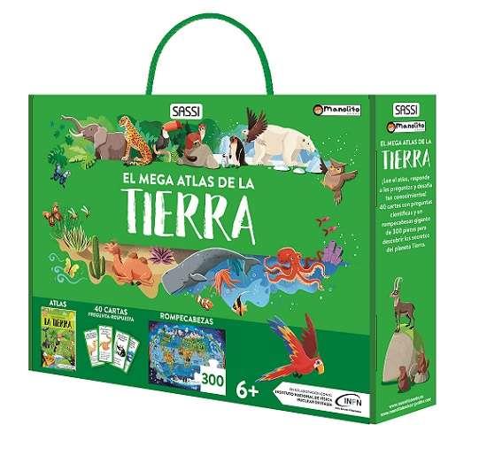 MEGA ATLAS DE LA TIERRA  (LIBRO + PUZLE + 40 TARGETAS) | 9788410443495