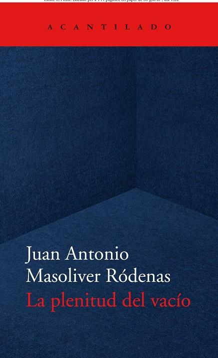 PLENITUD DEL VACÍO, LA | 9788418370779 | MASOLIVER RÓDENAS, JUAN ANTONIO