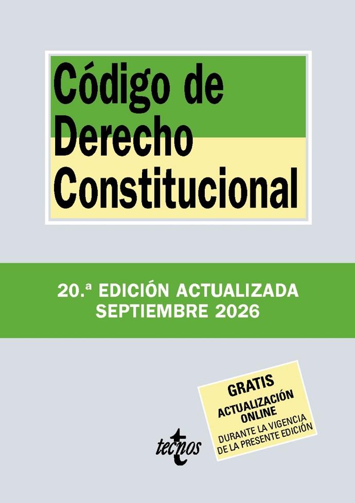 CÓDIGO DE DERECHO CONSTITUCIONAL (ED. SEPTIEMBRE 2026) | 9788430994472 | EDITORIAL TECNOS