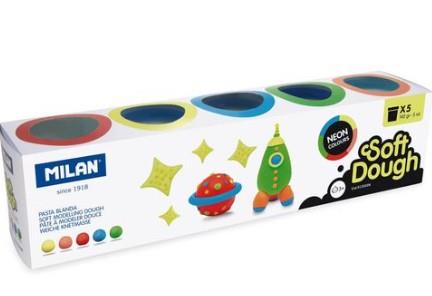 CAIXA 5 POTS PLASTELINA SOFT FLUOR | 8411574086543