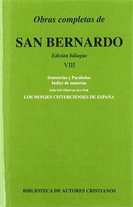 OBRAS COMPLETAS DE SAN BERNARDO. VIII: SENTENCIAS Y PARÁBOLAS. ÍNDICE DE MATERIAS | 9788479140854 | SAN BERNARDO