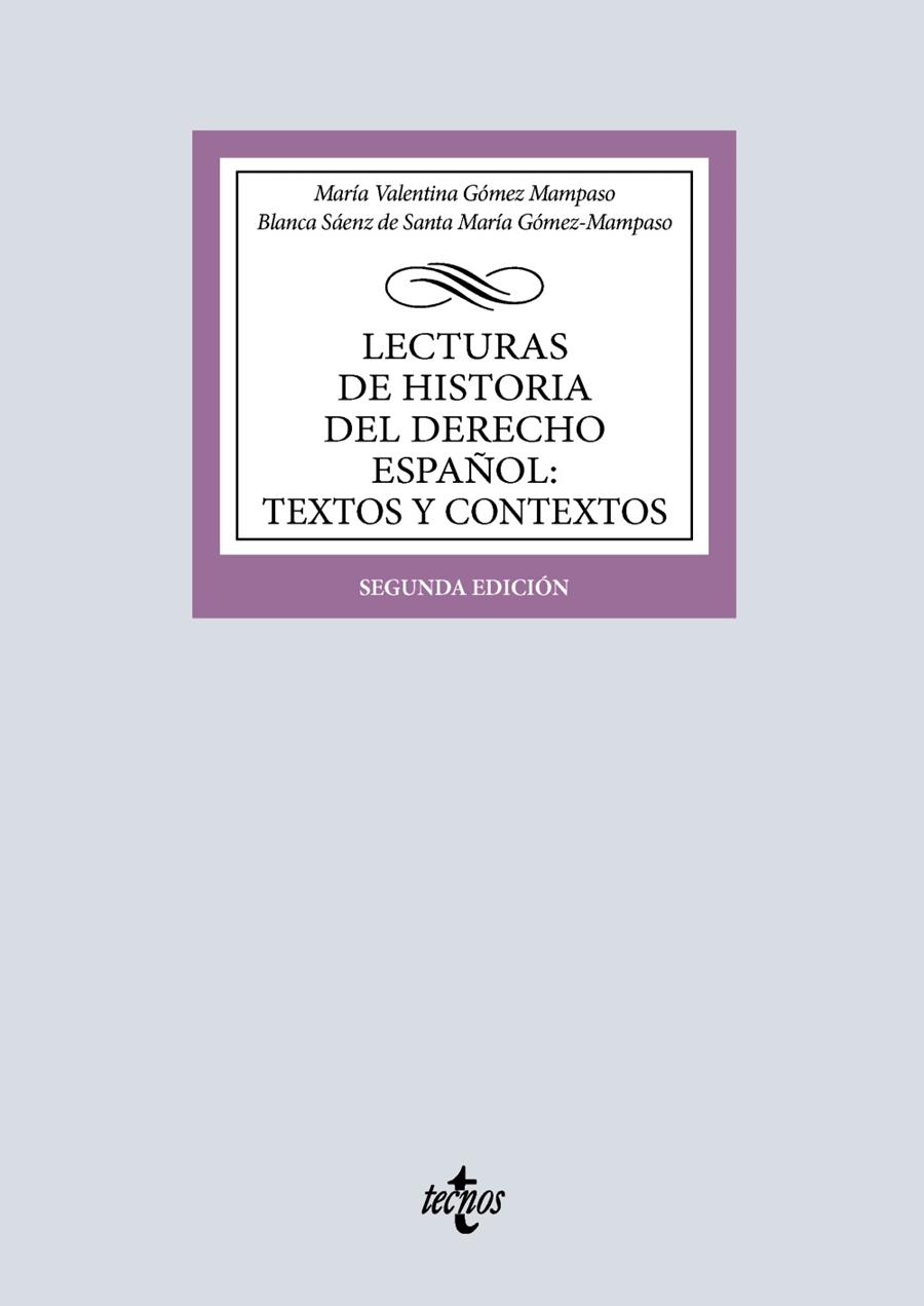 LECTURAS DE HISTORIA DEL DERECHO ESPAÑOL : TEXTOS Y CONTEXTOS | 9788430993666 | GÓMEZ MAMPASO, MARÍA VALENTINA/SÁENZ DE SANTA MARÍA GÓMEZ-MAMPASO, BLANCA