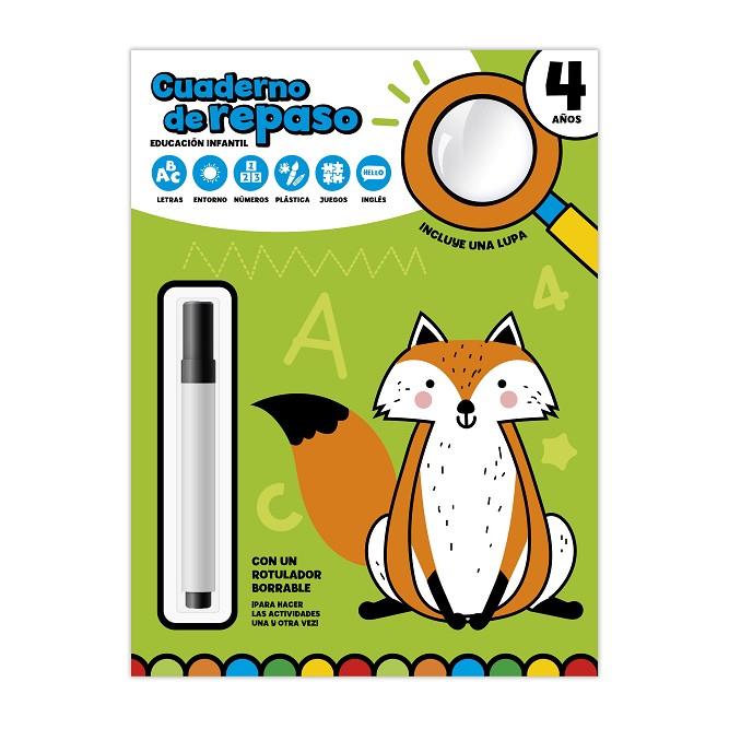 CUADERNO DE REPASO 4 AÑOS - CON LUPA Y ROTULADOR BORRABLE | 9791387627591 | IMAGILAND