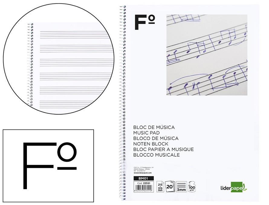 BLOC DE MUSICA ESPIRAL A4 | 8423473225510