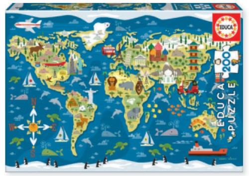 PUZLE MAPAMUNDI 200 PIEZAS | 8412668192928