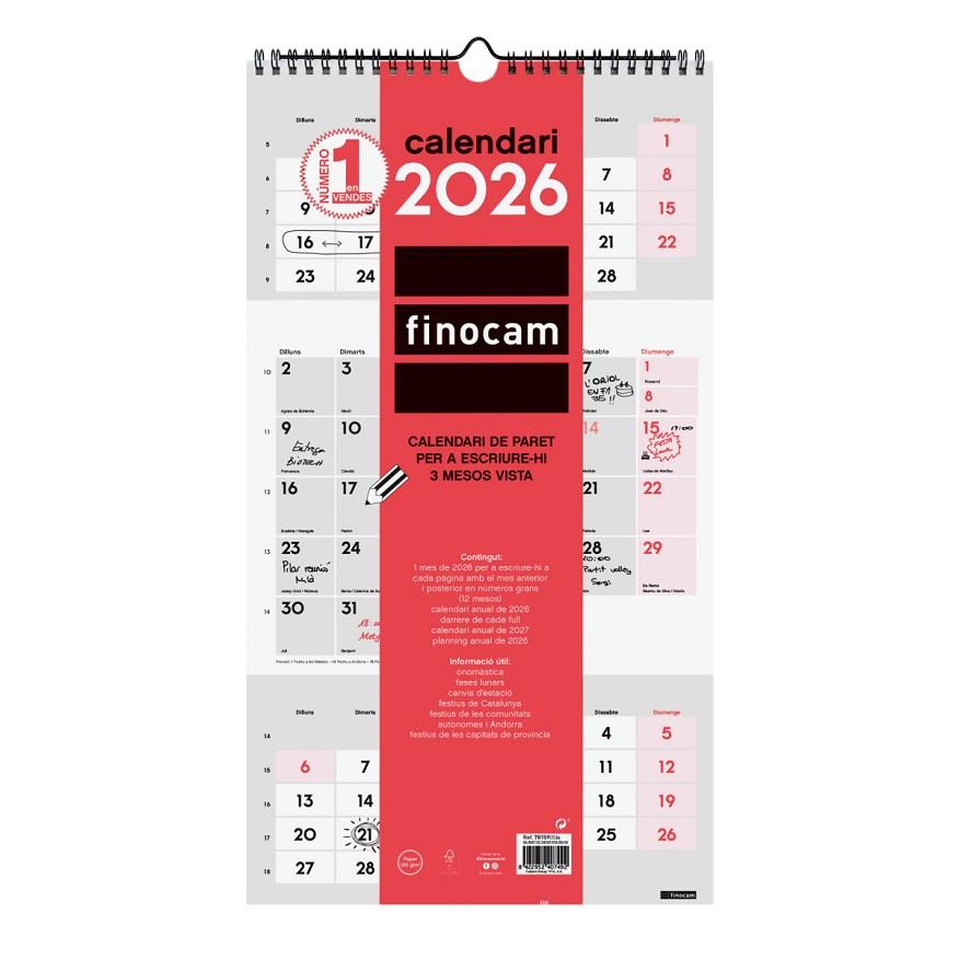 CALENDARI ANUAL CAL.PARET ESC.3M.VISTA 2026 | 8422952407492