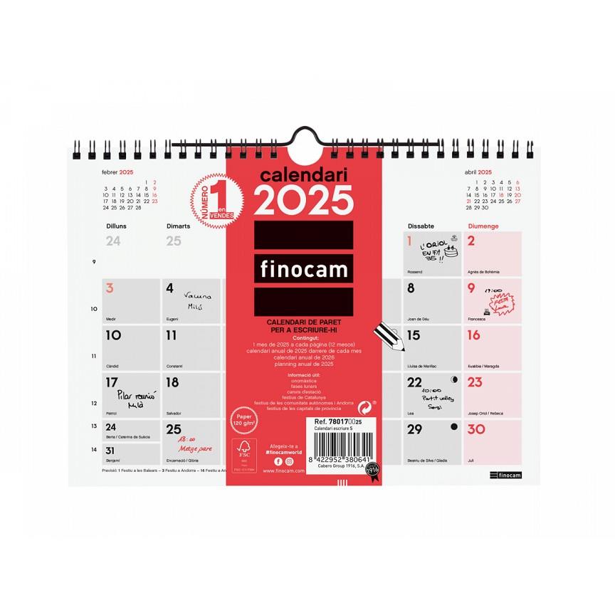 CALENDARI ANUAL PARET ESCRIURE S 2025 CATALÀ | 8422952380641