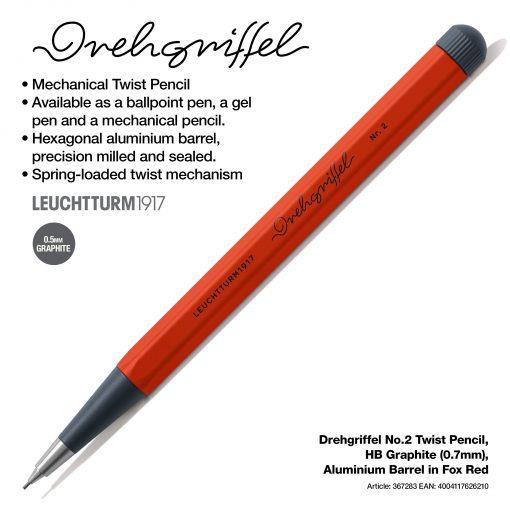 PORTAMINES 0.7 DREHGRIFFEL GREPHITE FOX RED | 4004117626210