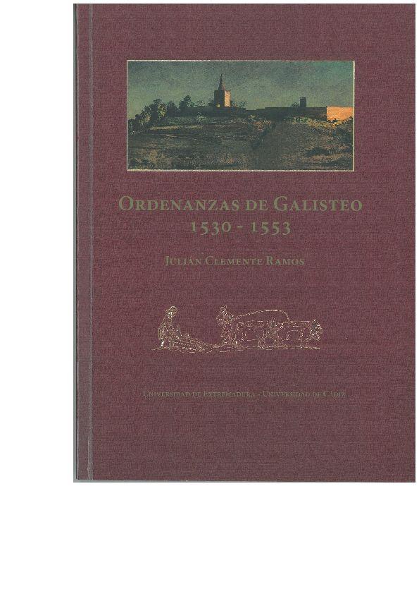 ORDENANZAS DE GALISTEO 1530-1553 | 9788498285475 | CLEMENTE RAMOS, JULIÁN