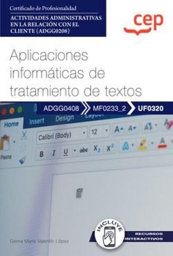 APLICACIÓNES INFORMATICAS DE TRATAMIENTO DE TEXTOS | 9788419852342 | VALENTÍN LÓPEZ, GEMA MARÍA