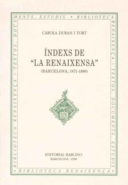 INDEXS DE "LA RENAIXENÇA" | 9788472266841 | DURAN I TORT, CAROLA