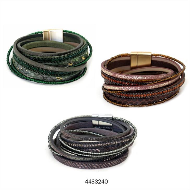 PULSERA CUIR GRIZZLY 3 COLORS DIF. | 44s3240