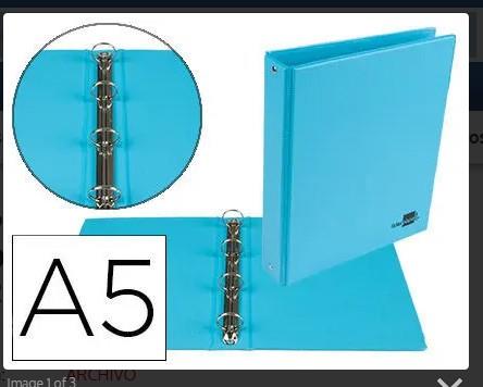 CARPETA A5 4 ANELLES 25 MM PVC BLAU CEL | 8435055007902